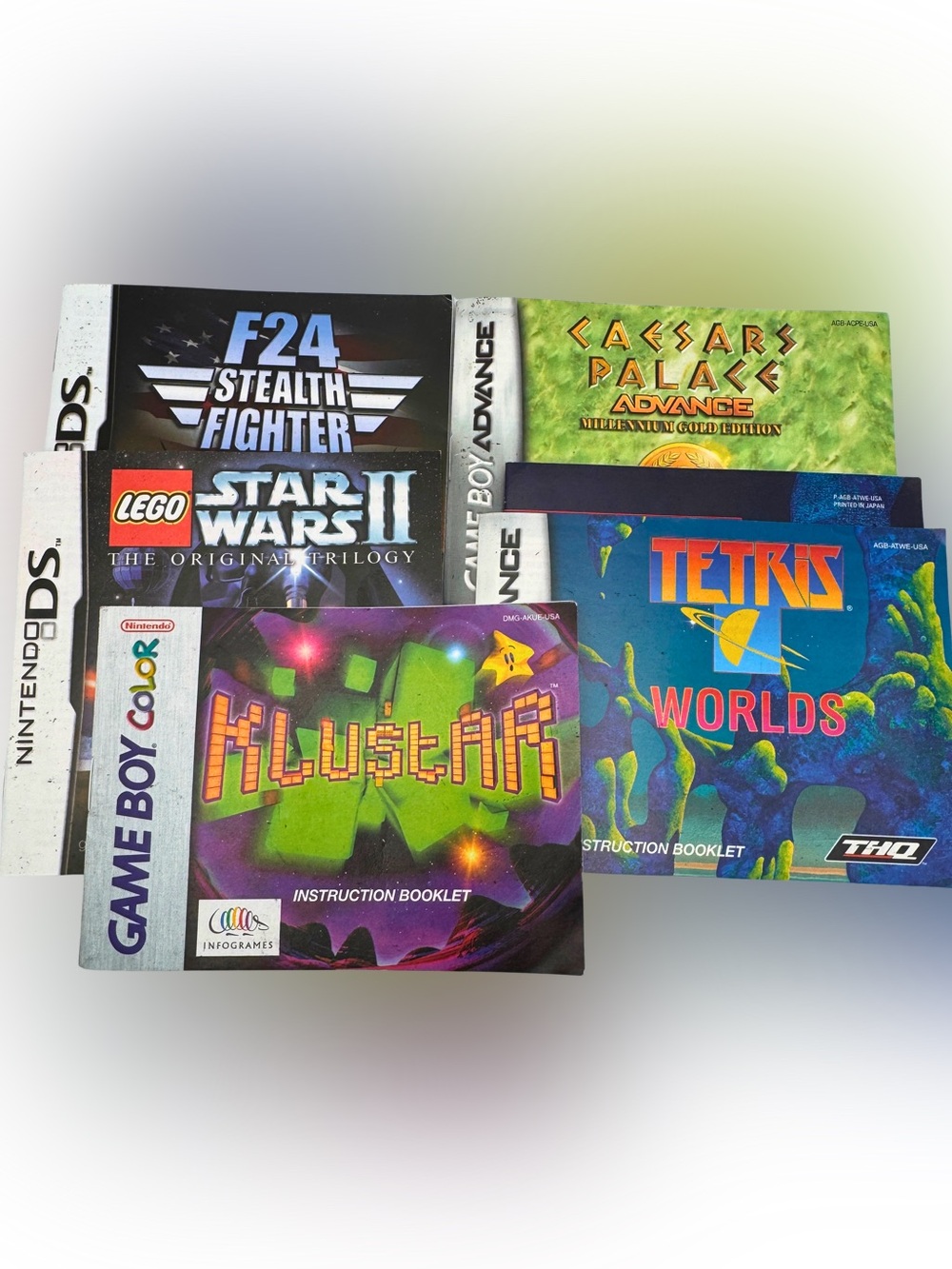Nintendo Game Manual Lot GBA GBC DS Tetris Worlds Klustar LEGO Star Wars II